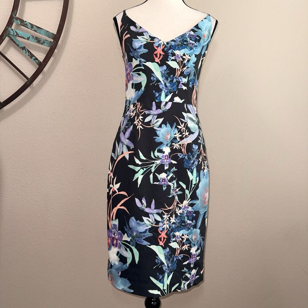 Black Halo Dress Size 6 NWT Designer Sleeveless Black Floral Sheath ($345)